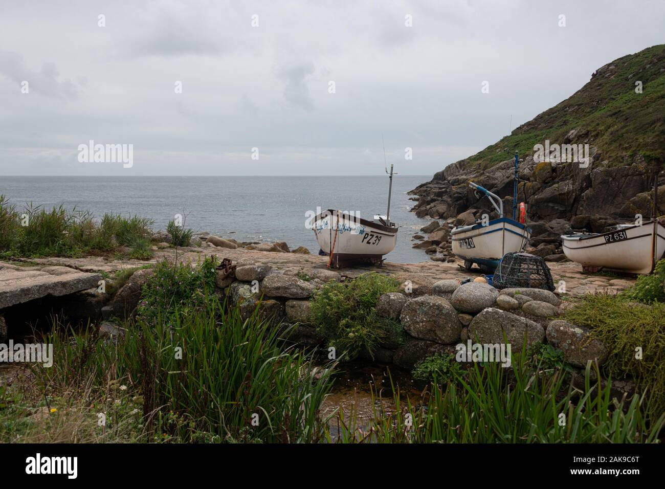 Poldark Drehorte Cornwall,Penberth, und Historic Cornwall, wo Poldark BBC, Serie mit Aidan Turner gedreht wurde, Penberth, Drehort Stockfoto