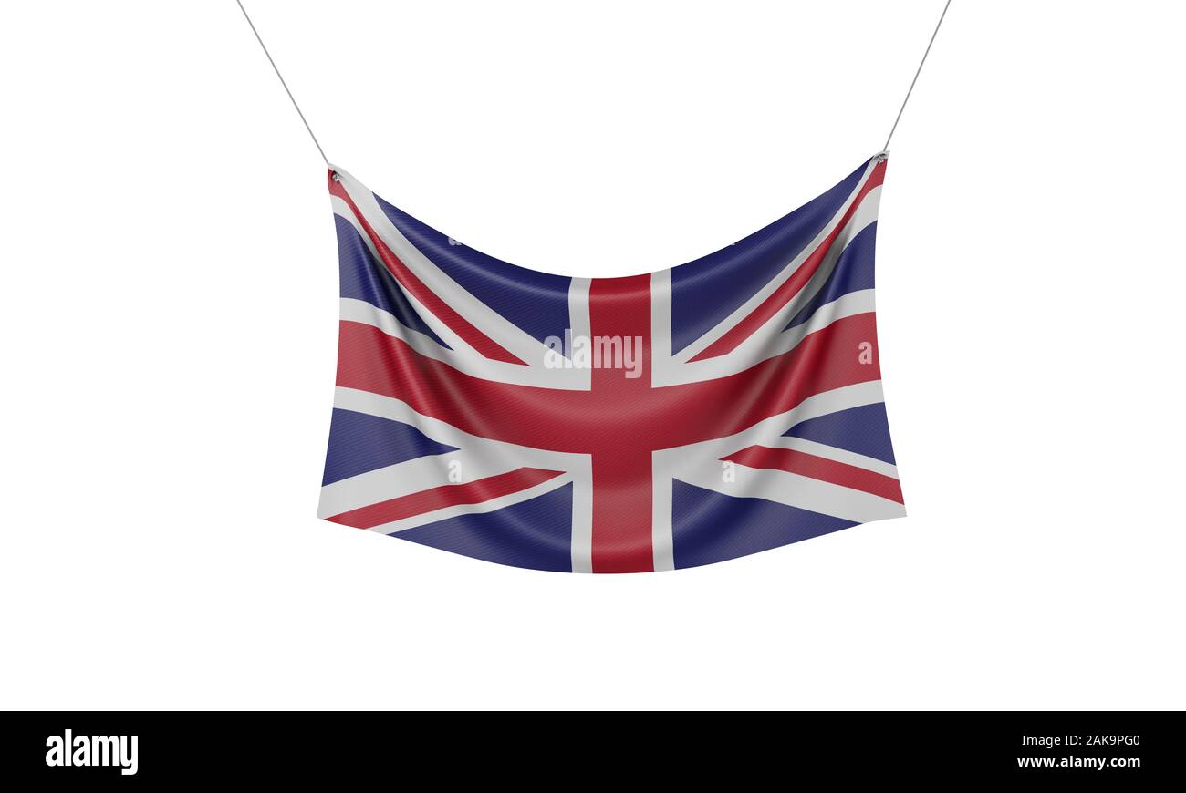 Großbritannien Nationalflagge hängenden Stoff Banner. 3D-Rendering Stockfoto