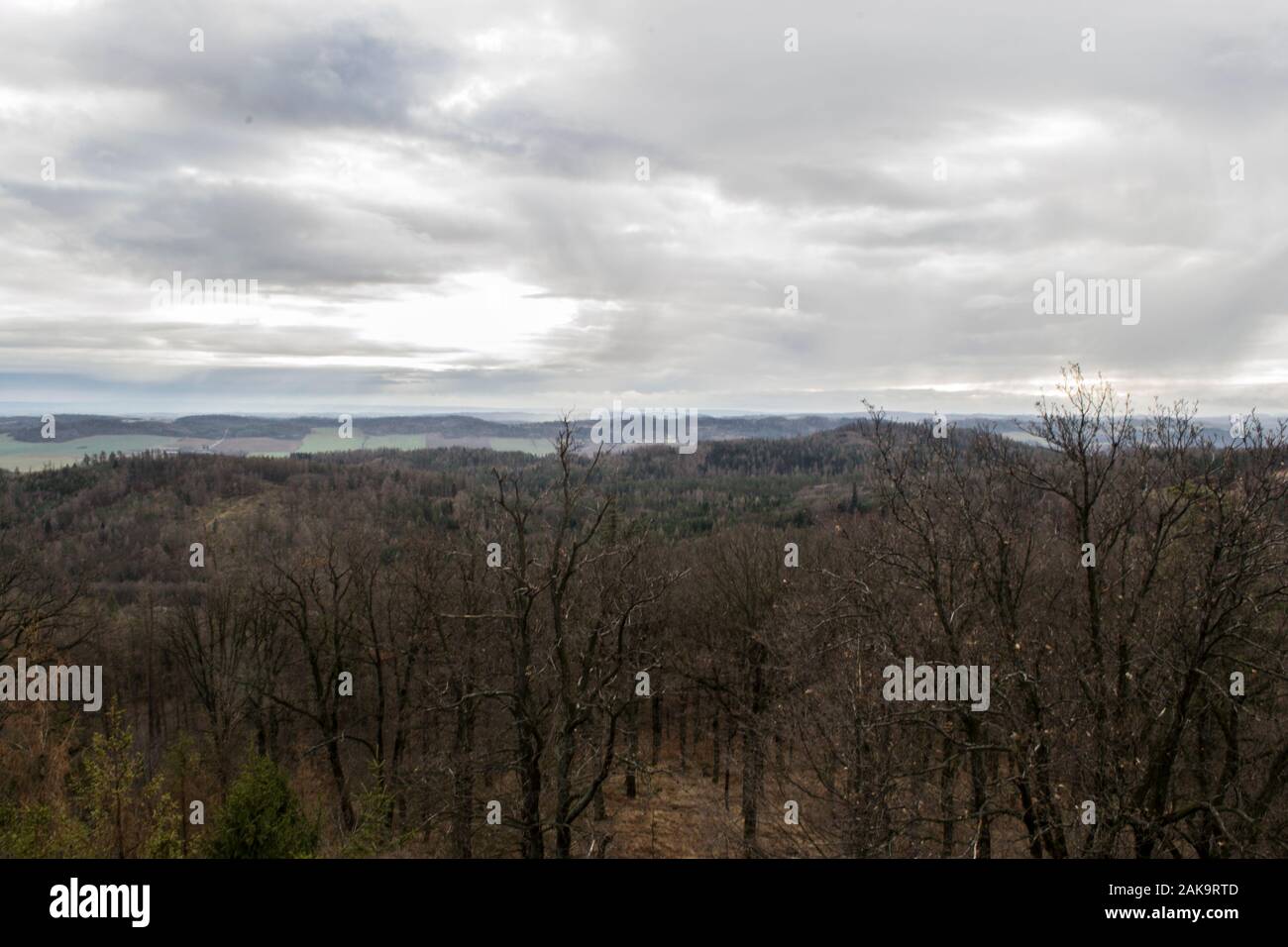 Krnov Holz- wachtturm anzeigen Stockfoto