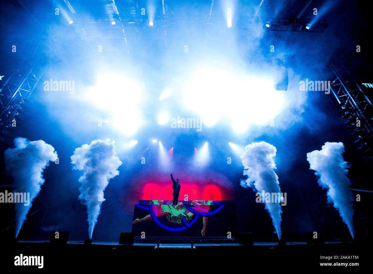 Odense, Dänemark. 27. Juni 2019. Der amerikanische DJ und Produzent Diplo führt eine Live Show während der dänischen Musik Festival Tinderbox 2019 in Odense. (Foto: Gonzales Foto - Lasse Lagoni). Stockfoto