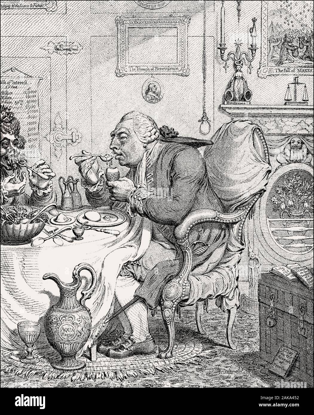 Karikatur über George III., König von Großbritannien, von James Gillray, 1792 Stockfoto