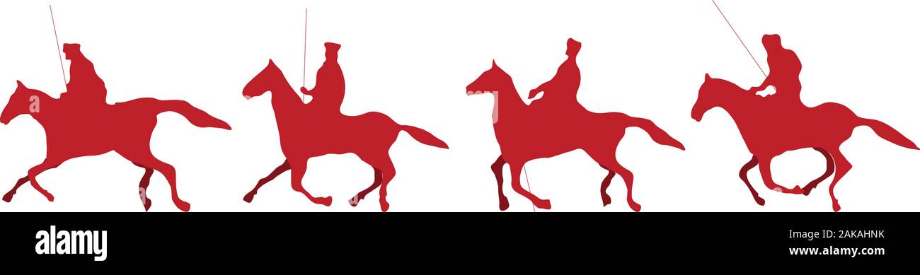 Red Silhouetten von Reitern Kosaken Vektor Stock Vektor