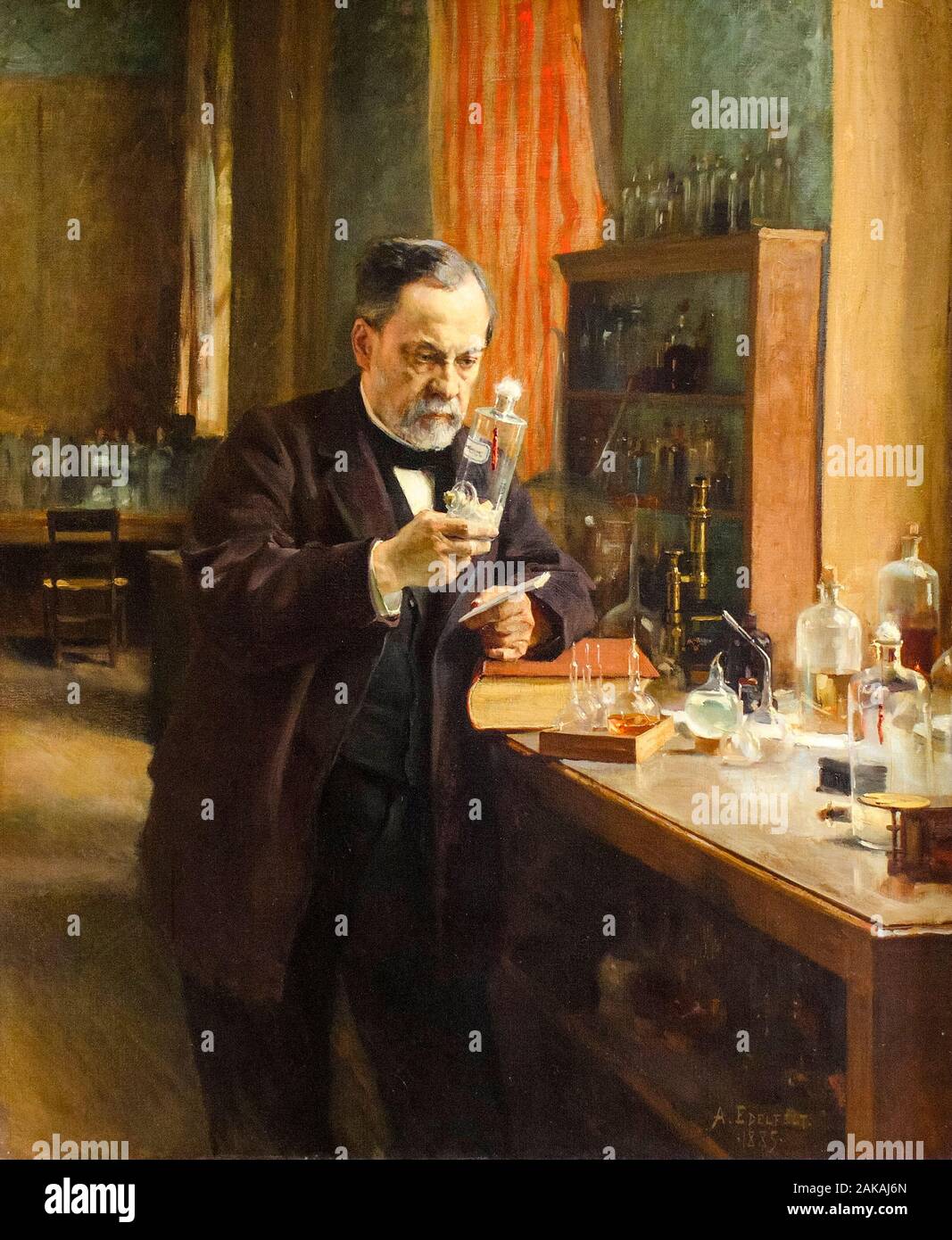 Louis Pasteur, (1822-1895), in seinem Labor, Porträtmalerei von Albert Edelfelt, 1885 Stockfoto