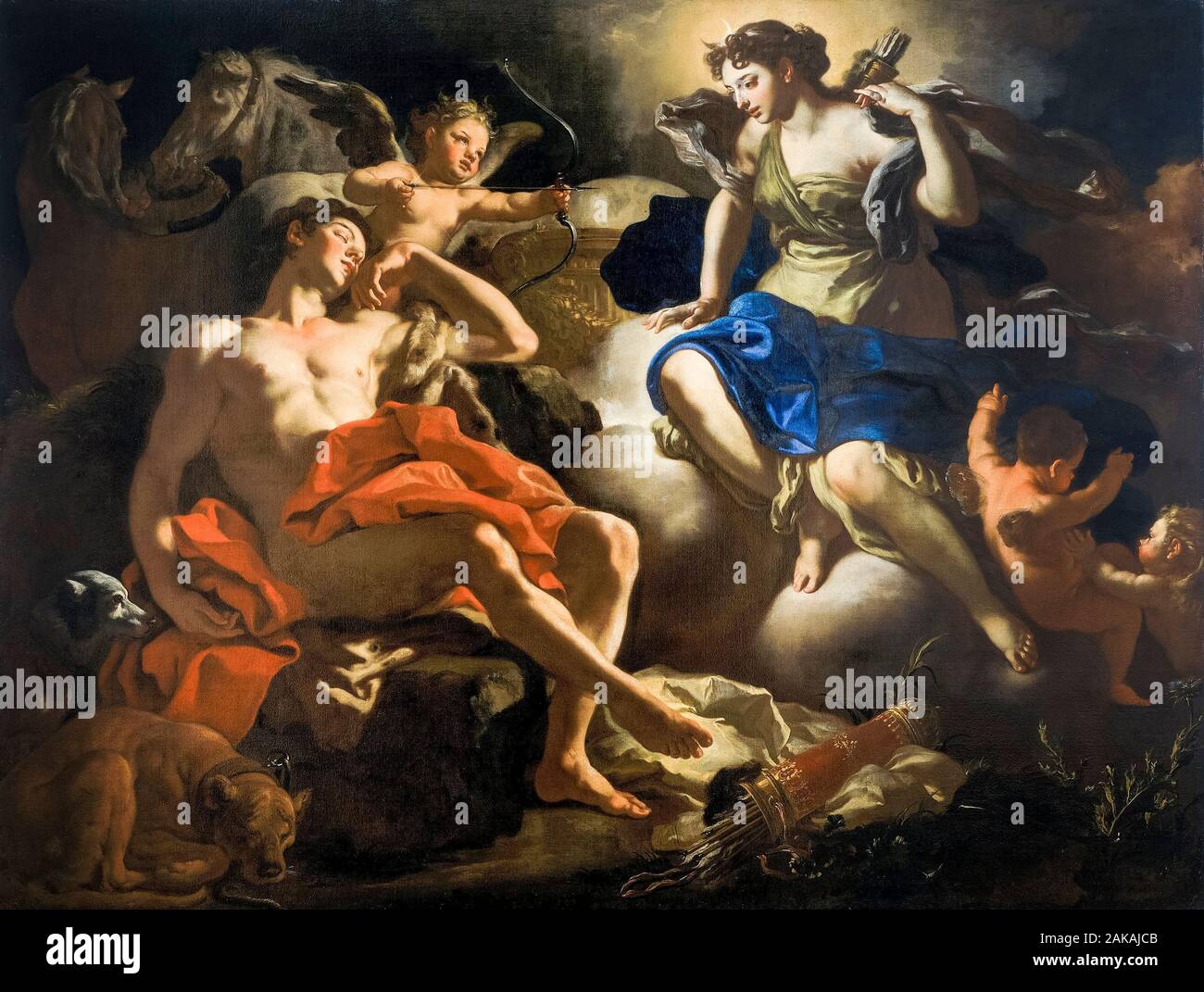 Francesco Solimena, Diana und Endymion, Malerei, 1705-1710 Stockfoto