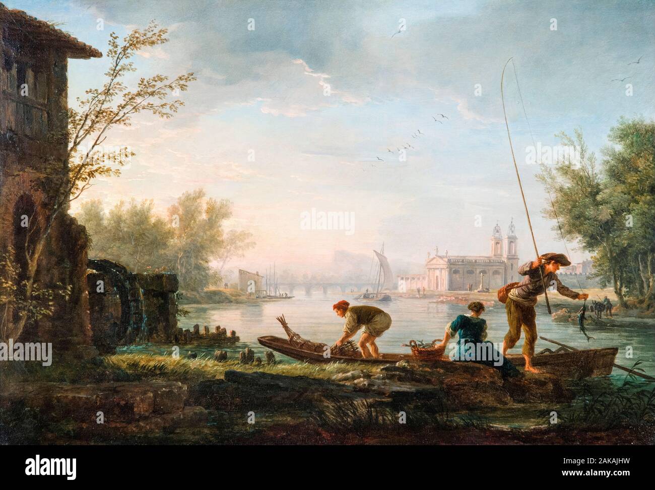 Claude Joseph Vernet, die vier Tageszeiten: Morgen, Landschaftsmalerei, 1757 Stockfoto