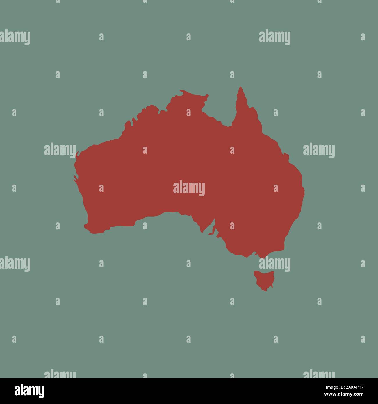 Australien Karte Silhouette mit den nächstgelegenen Inseln. Minimale flache Vorlage. Stockfoto