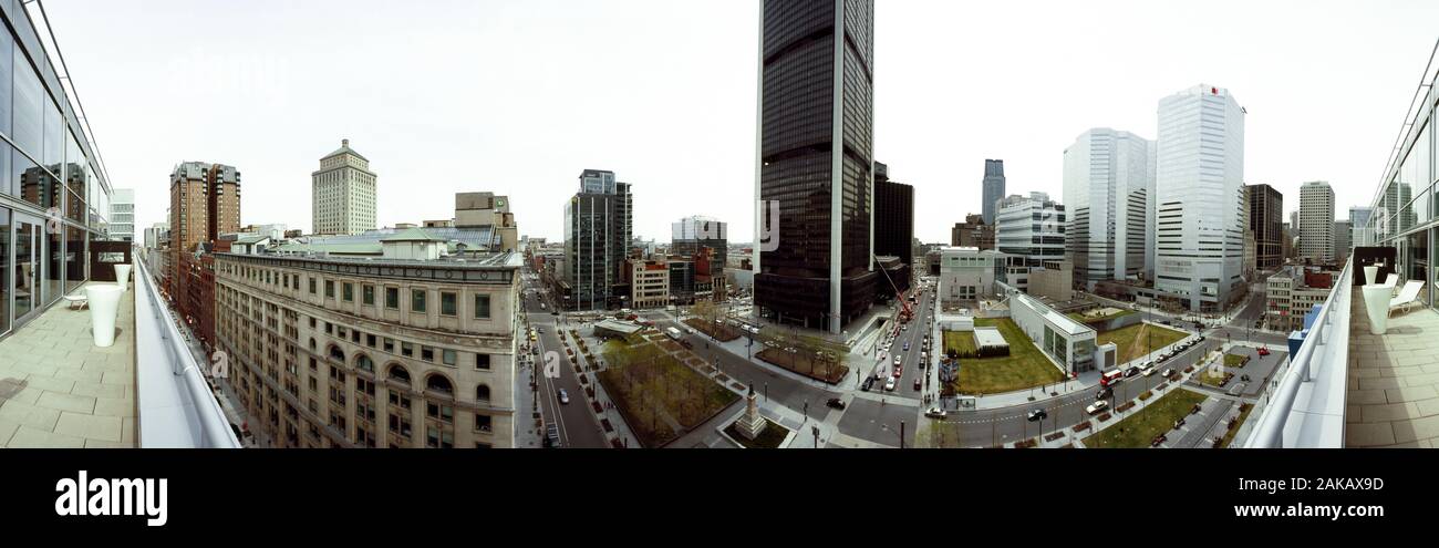 360 Grad Ansicht einer Stadt, Montreal, Quebec, Kanada Stockfoto