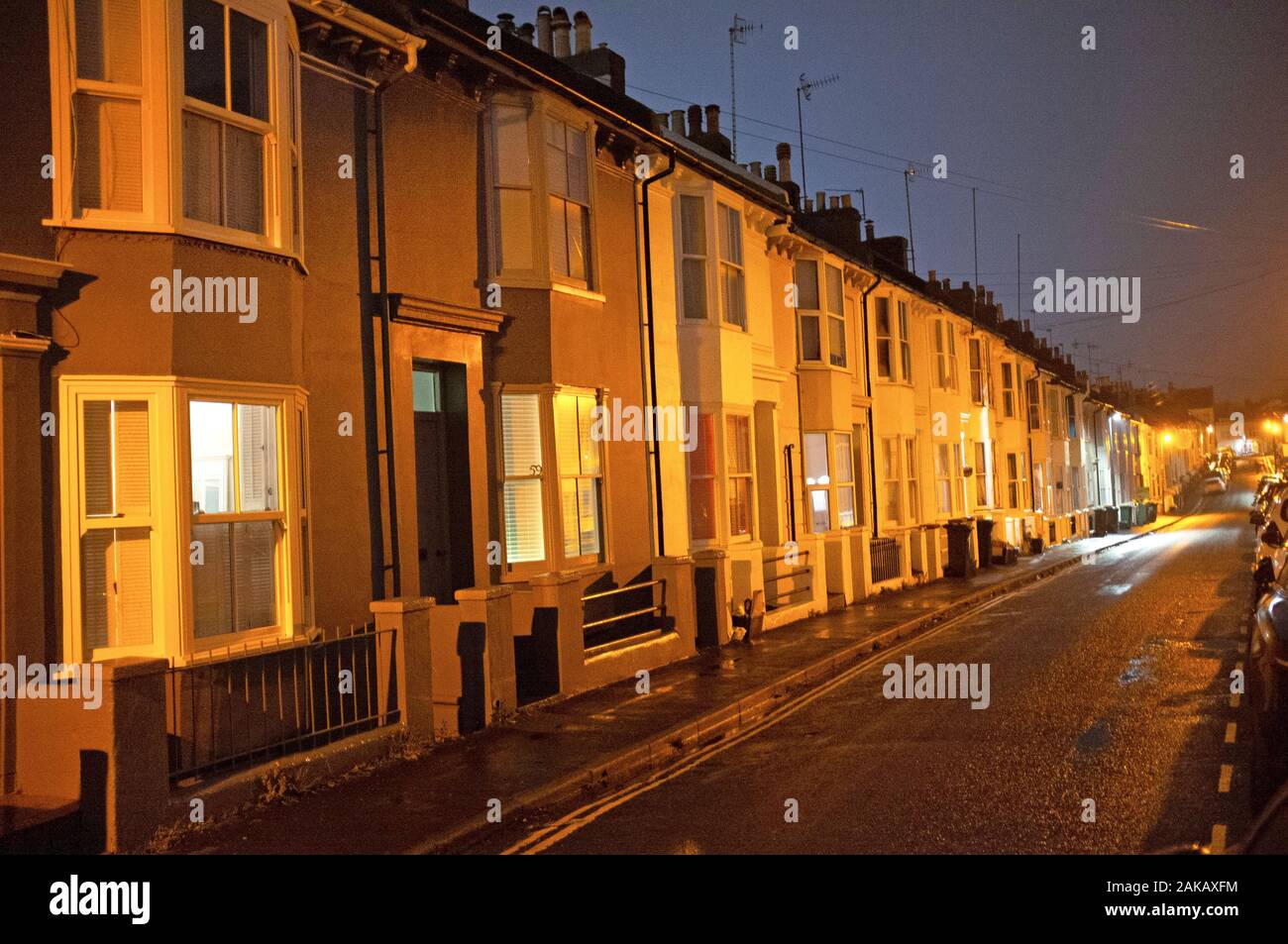 Die Hanover Bereich von Brighton in der Nacht Stockfoto