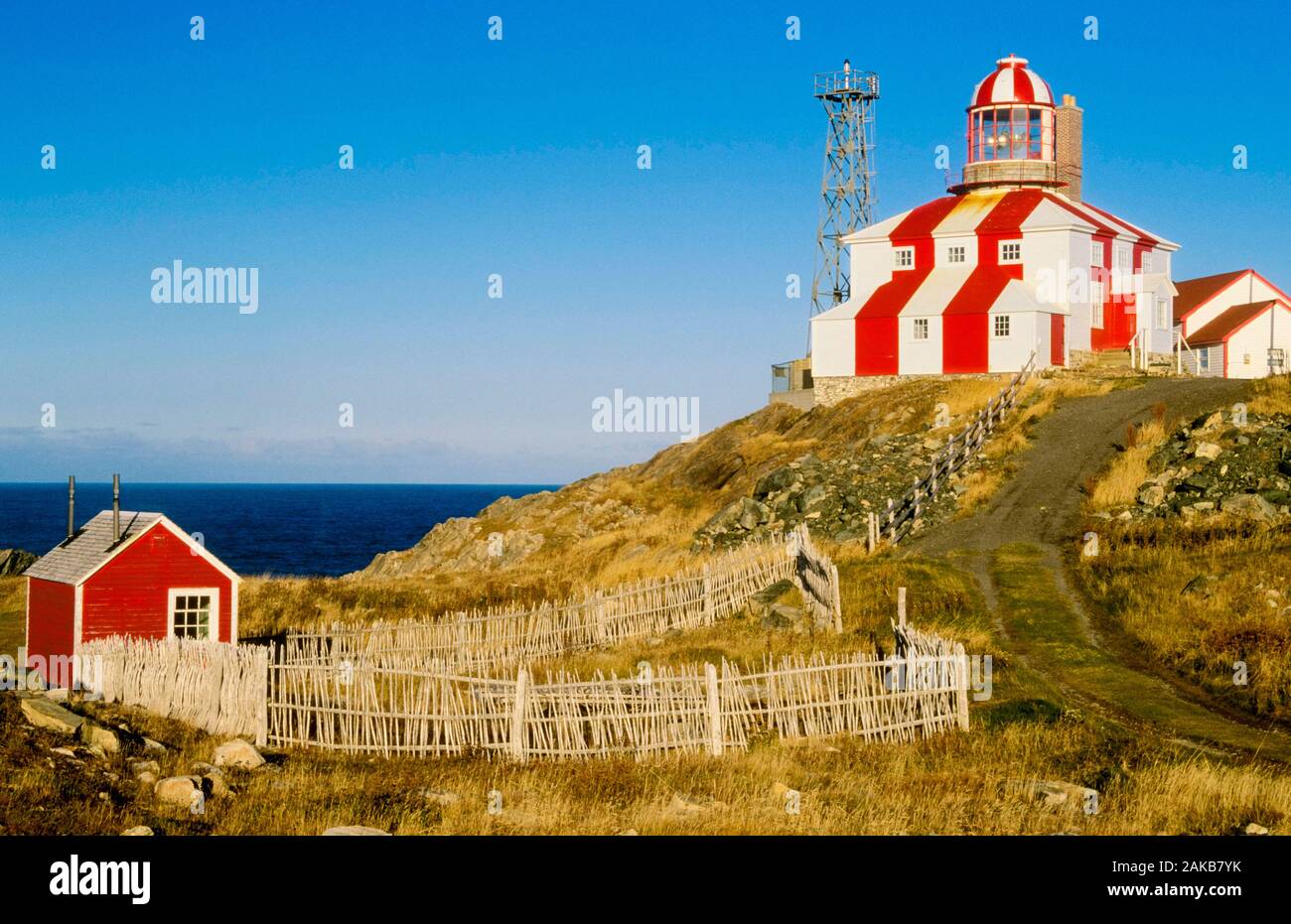 Cape Bonavista Lighthouse am Meeresufer, Neufundland, Kanada Stockfoto