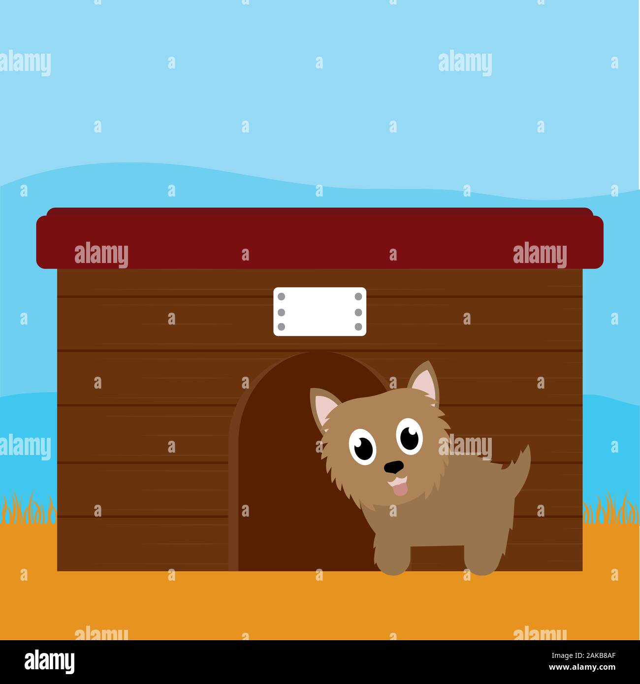 Hund in einem pet-Haus Stock Vektor