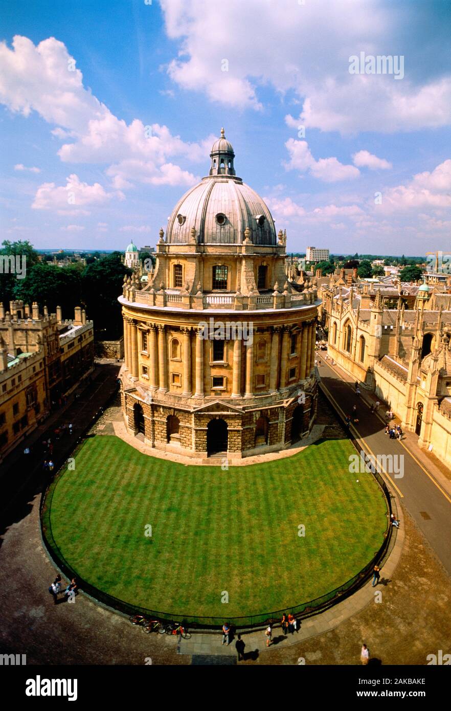 Luftaufnahme von Radcliffe Camera Gebäude, Oxford, England Stockfoto