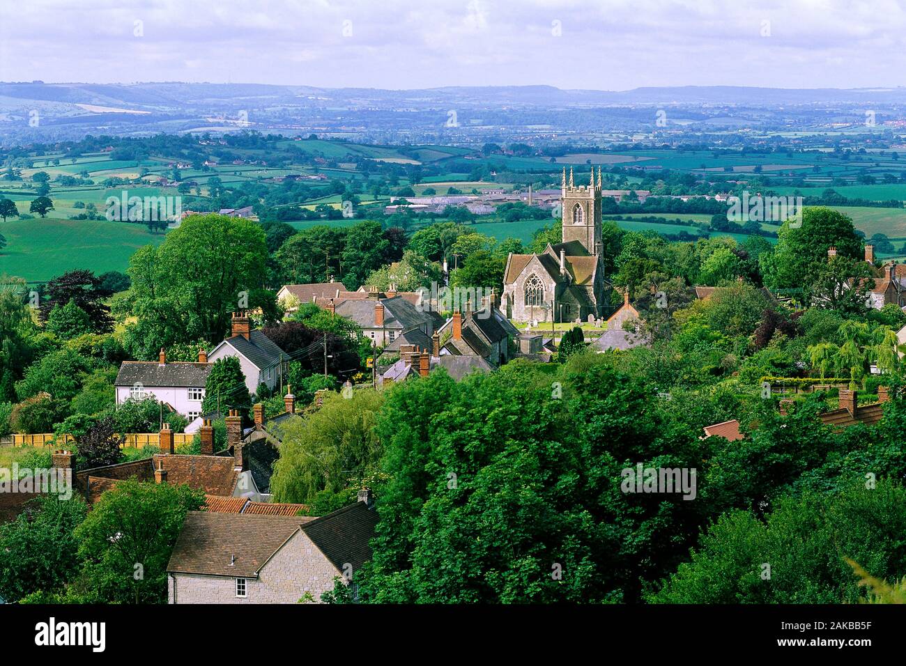 Luftaufnahme der Stadt von Shaftesbury, Dorset, England, Großbritannien Stockfoto