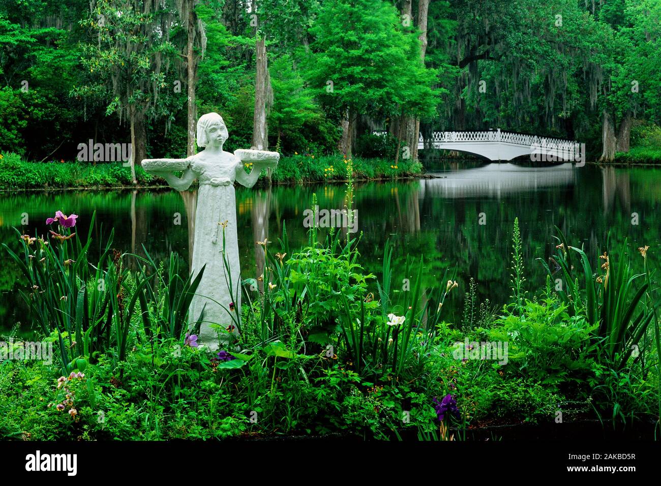 Ansicht der Figur in der Nähe von Teich im Park, Charleston, South Carolina, USA Stockfoto
