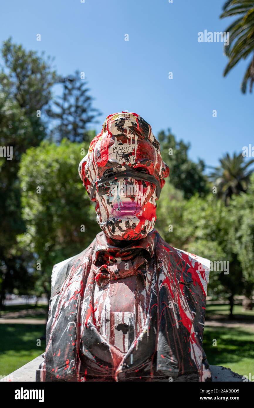Santiago Stadtzentrum während der Unruhen und Unruhen, Chile Stockfoto