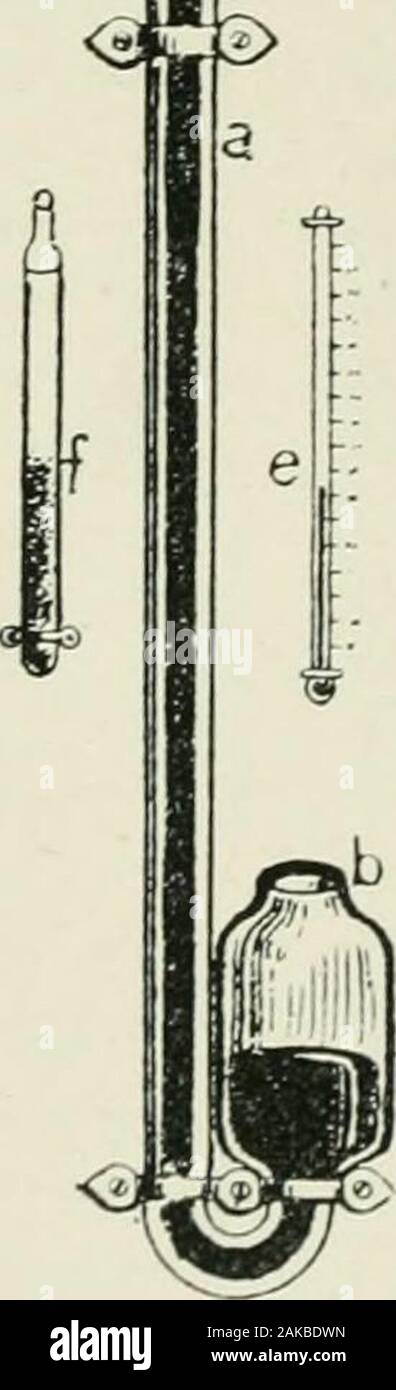 Milch, Käse und Butter, ein praktisches Handbuch über ihre Eigenschaften und die Prozesse ihrer Produktion. Mit steigender Tendenz. FALUN 6 clew auf Objekte, die ihre Wärme durch Strahlung verloren haben. Diese Pro-cess nennt man Kondensation^ und ist das Gegenteil von Verdunstung. Die Luft durch Wärme wird rarefied^ Und, wie Flüssigkeiten und Feststoffe, wird lighteralso. Unter dem Einfluss des Kalten Es becomesheavier. Da diese Änderungen in generalharmony mit bestimmten Änderungen im Wetter auftreten, wird ein Instrument namens eine baronieicr {Baros, Gewicht) konstruiert worden Dasgewicht der Luft zu messen, indem Sie den Druck auf einem bodyo Stockfoto