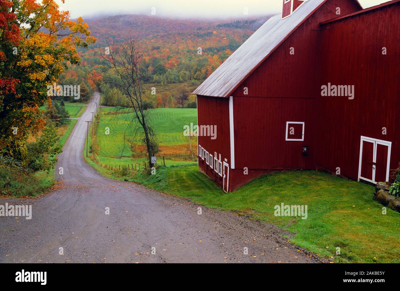 Blick auf Hof auf Herbst Tag, Stowe, Vermont, USA Stockfoto