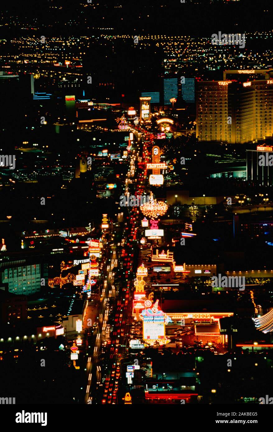 Luftaufnahme der Stadt in der Nacht, Las Vegas, Nevada, USA Stockfoto