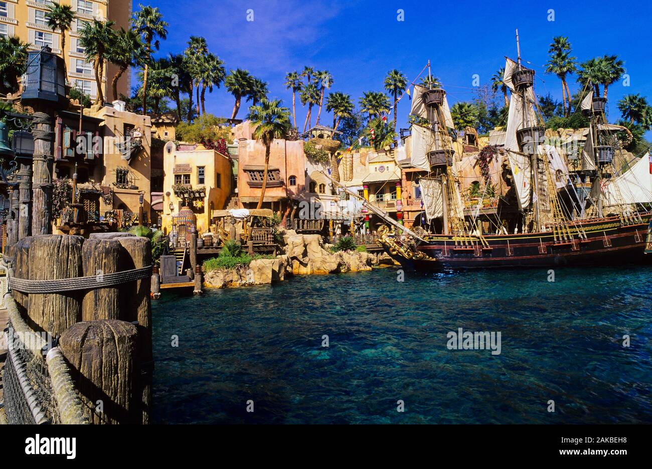 Blick auf Hotel und Schiff, Treasure Island Hotel, Las Vegas, Nevada, USA Stockfoto