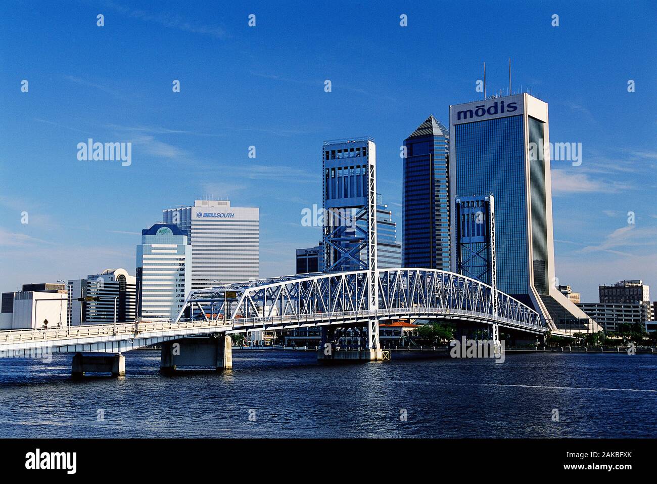 Main Street Bridge und die Skyline der Innenstadt, Jacksonville, Florida, USA Stockfoto