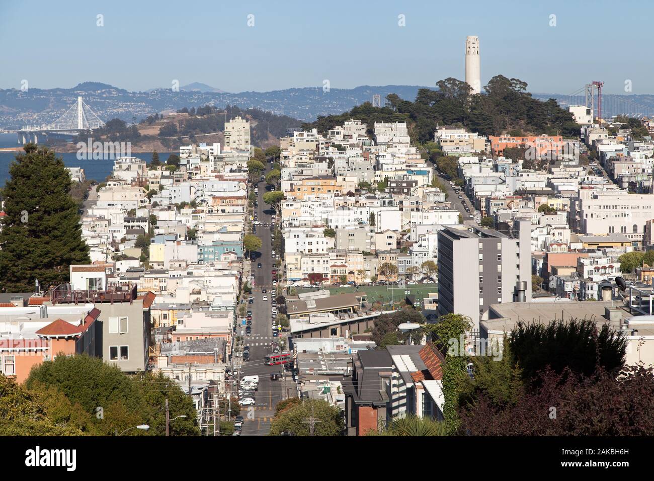 North Beach Gegend von Russian Hill, San Francisco, Kalifornien, USA gesehen. Stockfoto