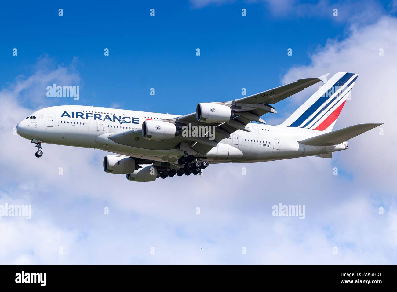 Paris, Frankreich, 17. August 2018: Air France Airbus A380 Flugzeug am Flughafen Paris Charles de Gaulle (CDG) in Frankreich. Airbus ist ein Flugzeug herstellen Stockfoto