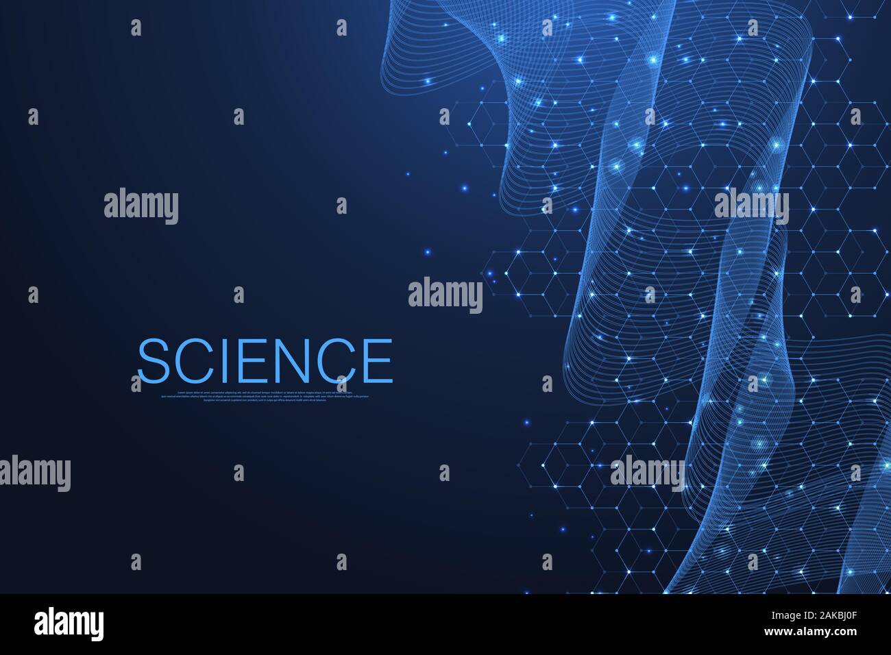 Wissenschaftliche Molekül Hintergrund für Medizin, Wissenschaft, Technologie, Chemie. Wissenschaft Vorlage Tapeten oder Banner mit einem DNA-Moleküle. Dynamische Welle f Stock Vektor