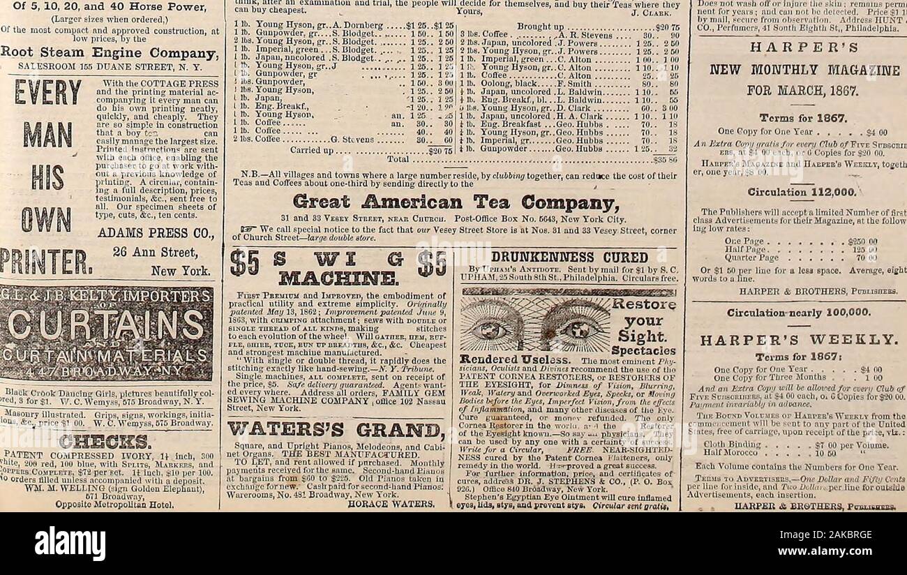 Harper's Weekly. k:^,. &Lt; •;, -.-. tij 11. r ",, [) ic-Club. Ournrc RO-BBIKTS. THUMIS luETOIOTS APPLKTON&Co. Wurzeln PATENT. , Nl:,: n&gt;:?? ? ?&Gt;? I i, * Ji ich. Ich. ,,. •?? ? Ich. ie. .? EAs, Soc.,.oc., $ Il $ Ri., lt, t&gt;] I;;;;;;;;;;;;,,,"w - DAS GROSSE AMKIilCAJi KAFFEE FIRMA, Nr. 31 und 33 Vesey Street, Ecke der Kirche". (1 c st-onice l; "x r, t; l 3), New York City. Kaffee liiiwrai Ami t; n,, t ND TÄGLICH. i: |.;., -, Jl^ i1; el Kniiliig unsere Cotlcc 1? C&gt;? :? •.H,. Ich, ich!, c^;;;;;;;;../C.,.,.., l:;? IL; ich! m, i; XZ 1 rl Dou ihr Paket. anadt 1/^ ic-; CCiM - M!cl.,,,,,,,, r, [T! • "ICH,? N, u, l,;, u, l.. ll, r I,,, I L Stockfoto