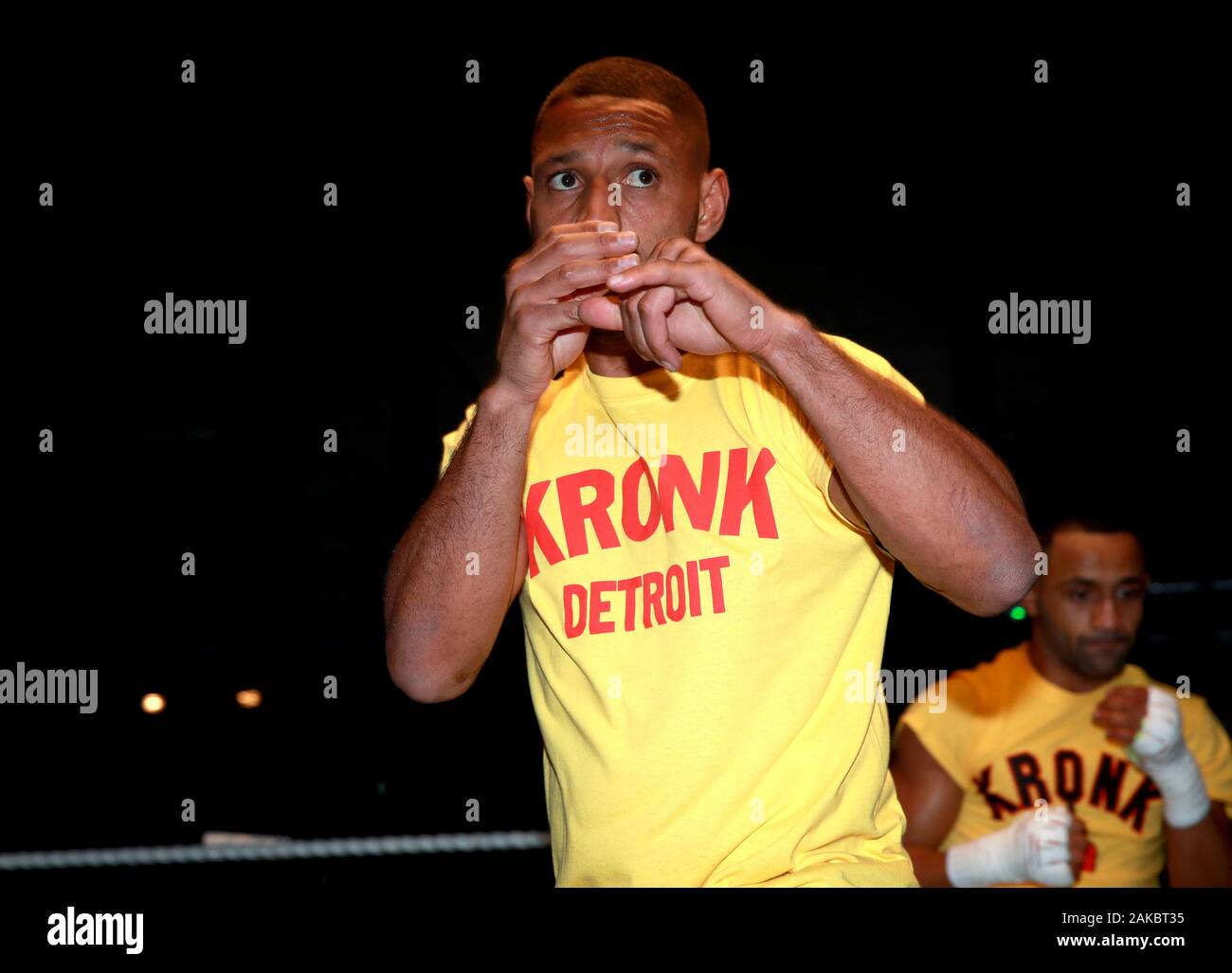 Kell Brook bei 12 x 3 Gym, London. Stockfoto