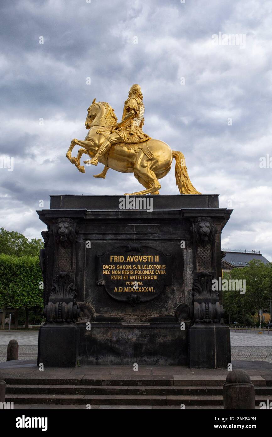 Der Goldene Reiter Statue von August II. Der starke in Dresden, Deutschland Stockfoto
