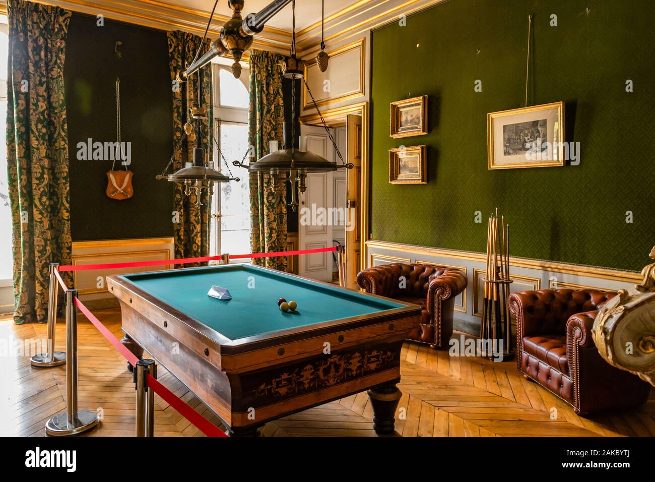Frankreich, Yvelines (78), Montfort-l'Amaury, Groussay schloss, Pool Hall Stockfoto