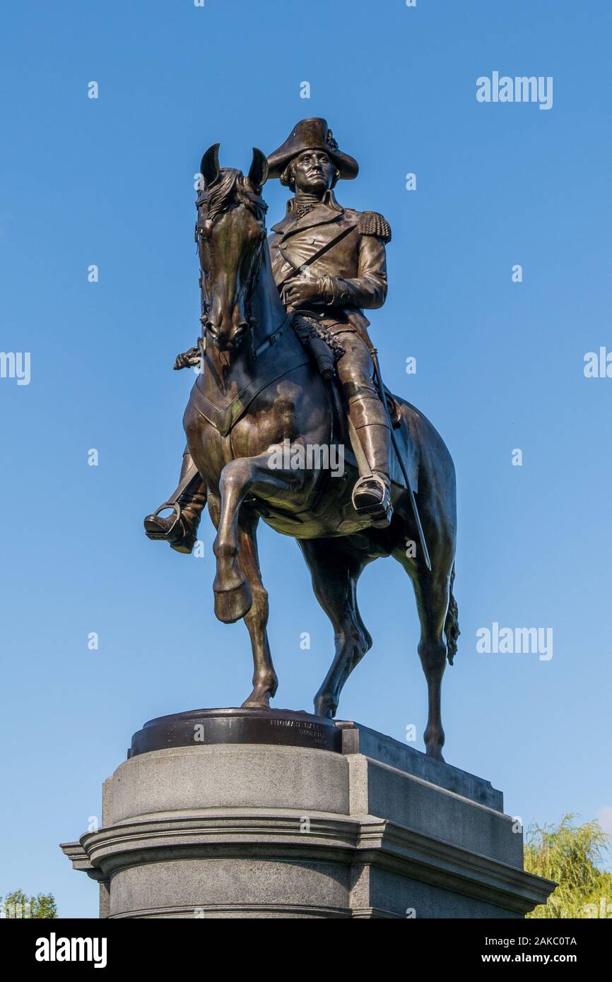 Eine Statue von George Washington in Boston, Massachusetts. Stockfoto