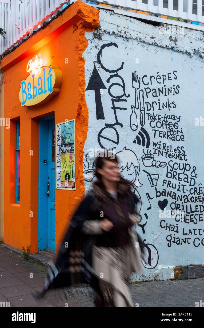 Island, Capital Region, Reykjavik, Babalu Cafe Stockfoto