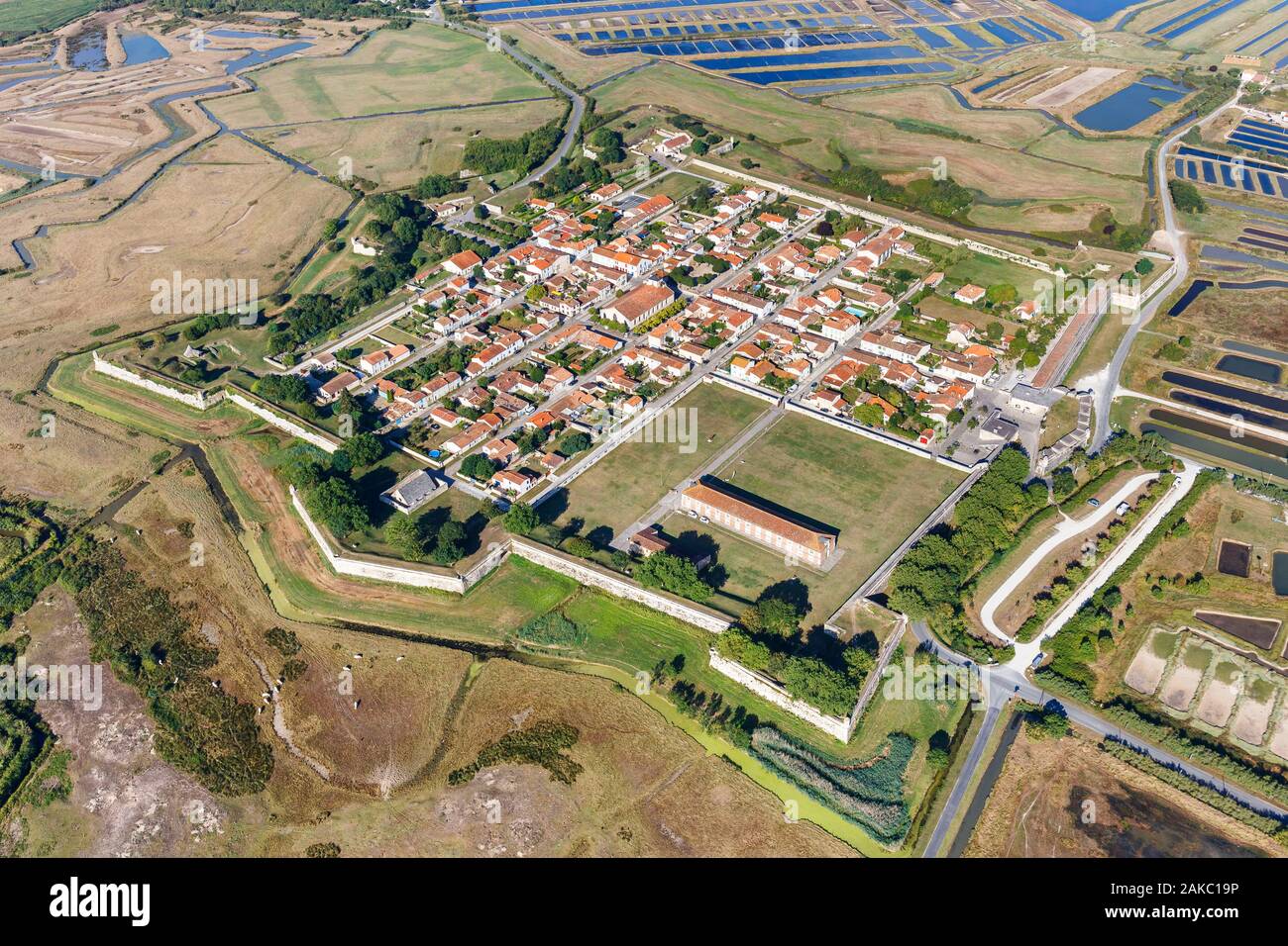 Frankreich, Charente Maritime, Brouage, die befestigte Stadt (Luftbild) Stockfoto