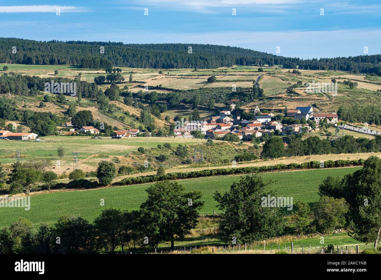 Frankreich, Haute-Loire, Chanaleilles entlang der Via Podiensis, einer der Französischen Pilgerwege nach Santiago de Compostela oder GR 65 Stockfoto