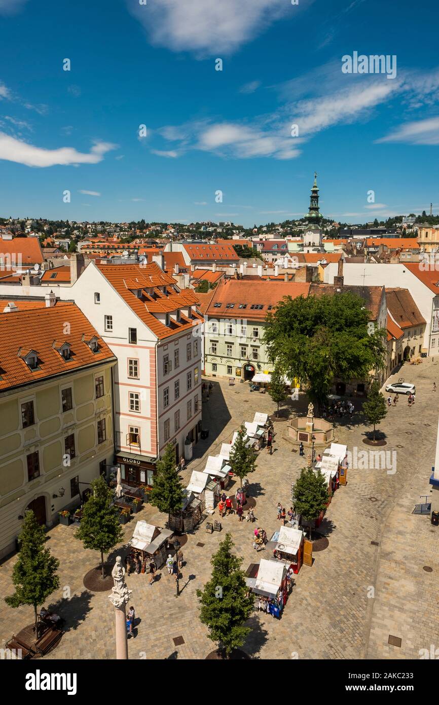 Die Slowakei, Bratislava, Hauptplatz vom Turm des Alten Rathauses zu sehen Stockfoto