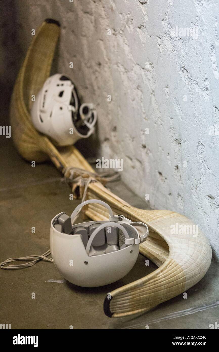Frankreich, Basse-Normandie, Haute-Normandie, Baskenland, Baskenland, Biarritz, die Gonzales Familie ist die letzte Familie Handschuhe der cesta Punta in Frankreich zu machen Stockfoto