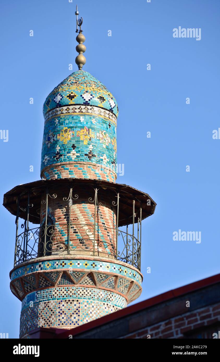 Blaue Moschee Minarett, Eriwan. Armenien Stockfoto