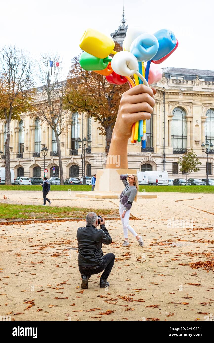 Frankreich, Paris, Tulip Bouquet von Jeff Koons, Sträuße von Tulpen Stockfoto