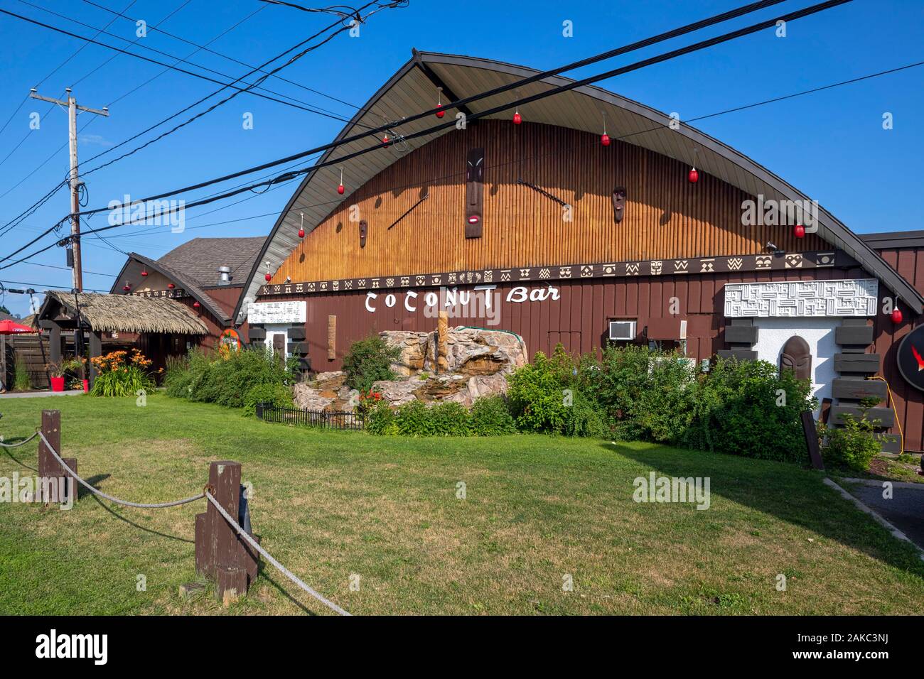 Kanada, Provinz Quebec, Mauricie region, Trois-Rivières, Hotel Motel Coconut mit Kitsch, Vintage Look und vor allem letzten Überrest des Tiki Mode erinnern an die polynesischen Strände Stockfoto