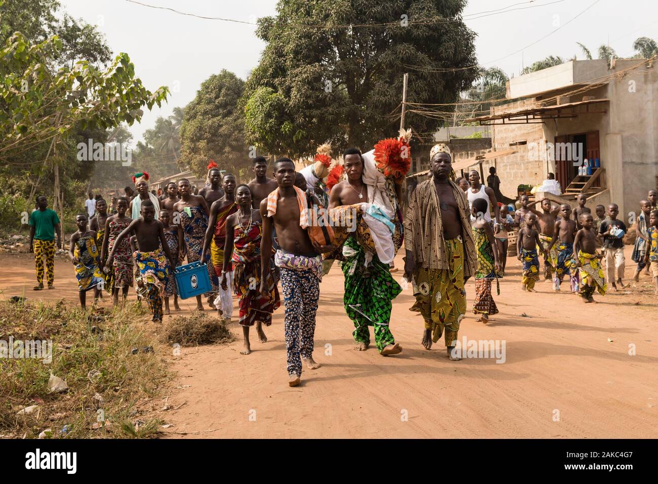 Benin Porto-Novo, Prozession während der nationalen Voodoo Festival Stockfoto