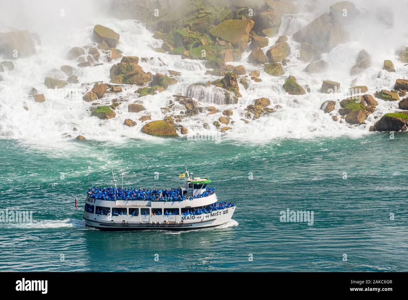 Kanada, Ontario Provinz, Niagara Falls, American Falls, American Tour Boot Mädchen des Nebels Stockfoto