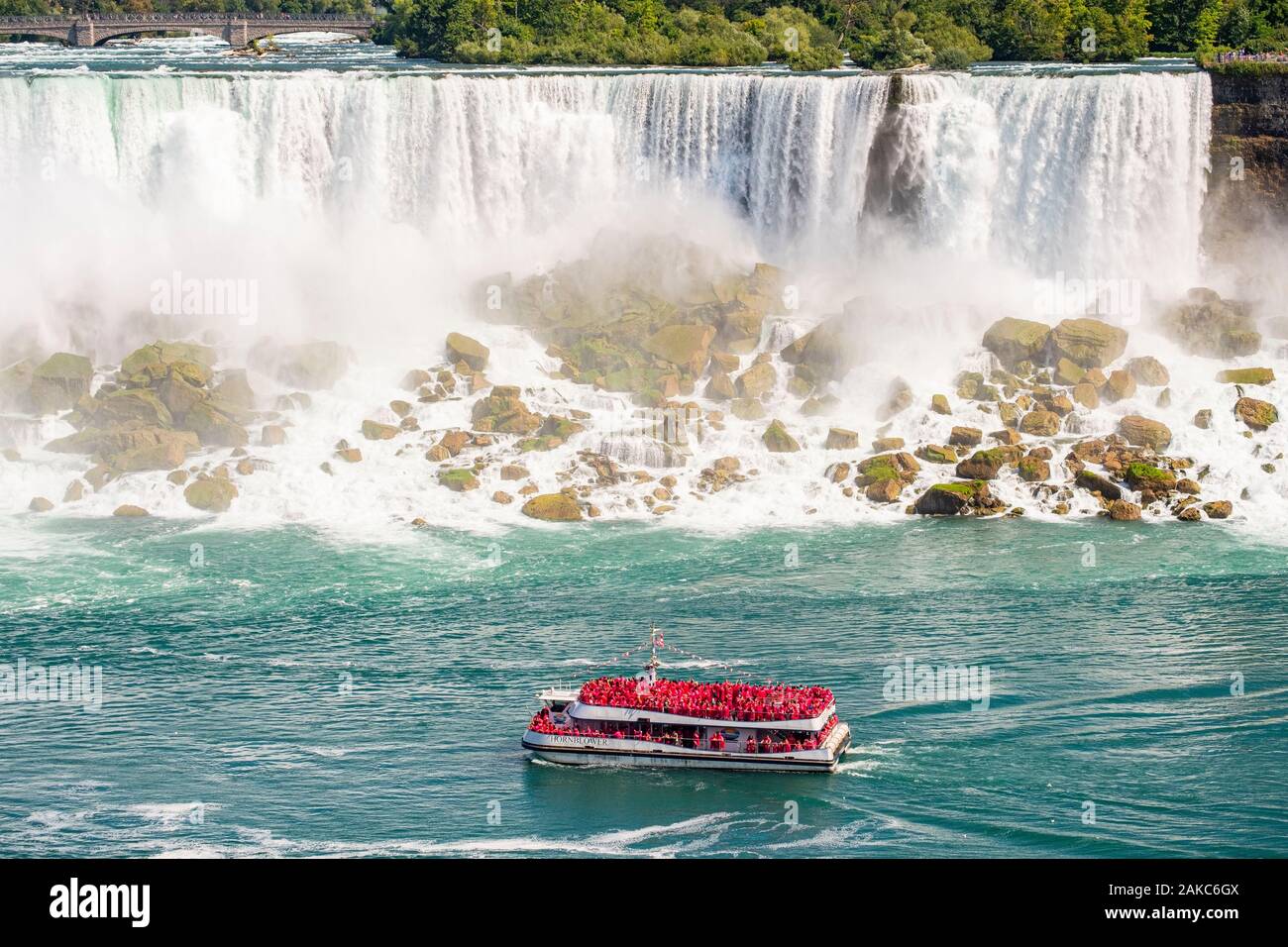 Kanada, Ontario Provinz, Niagara Falls, American Falls, Kanadische Hornblower Tour Boot Stockfoto