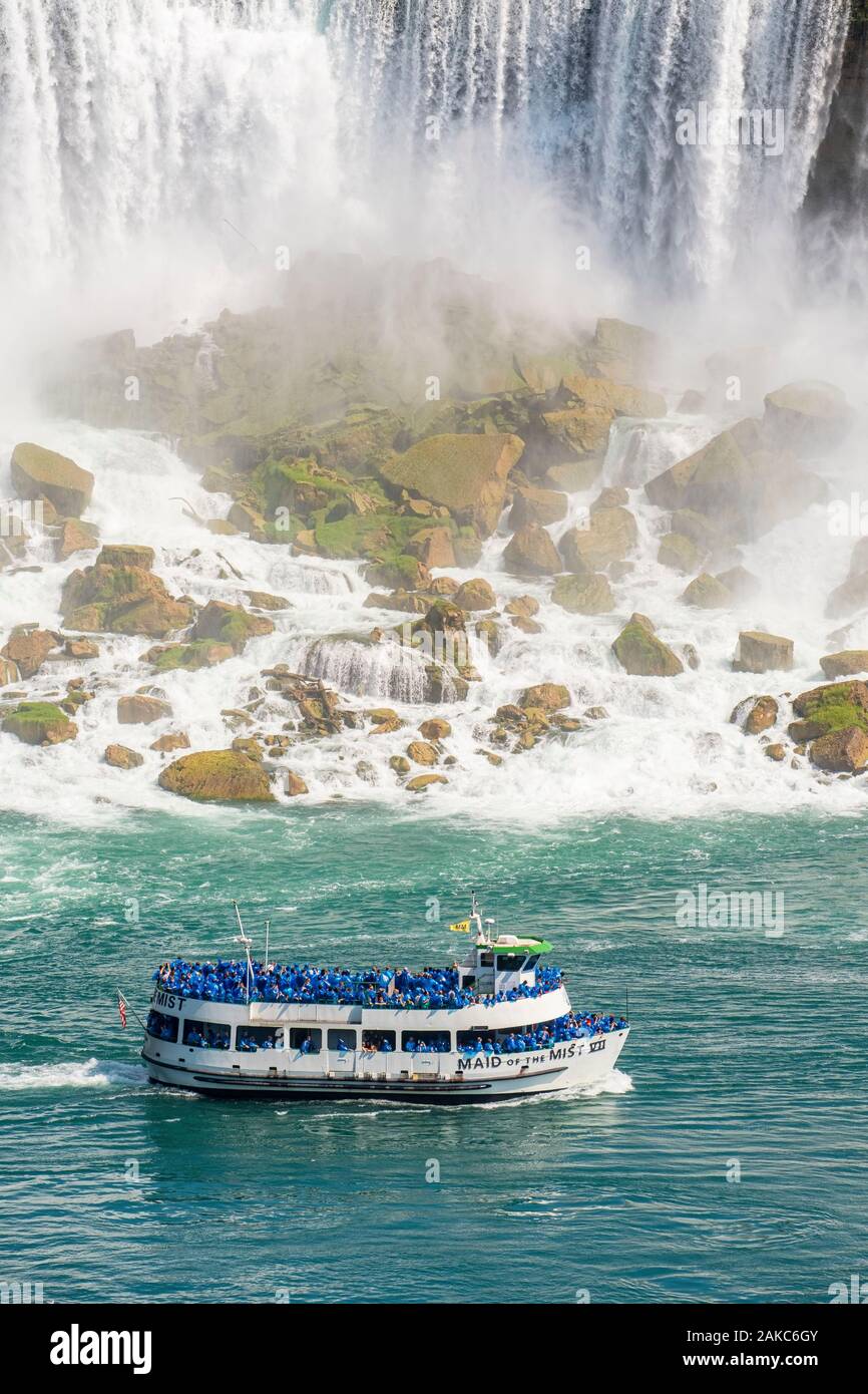 Kanada, Ontario Provinz, Niagara Falls, American Falls, American Tour Boot Mädchen des Nebels Stockfoto