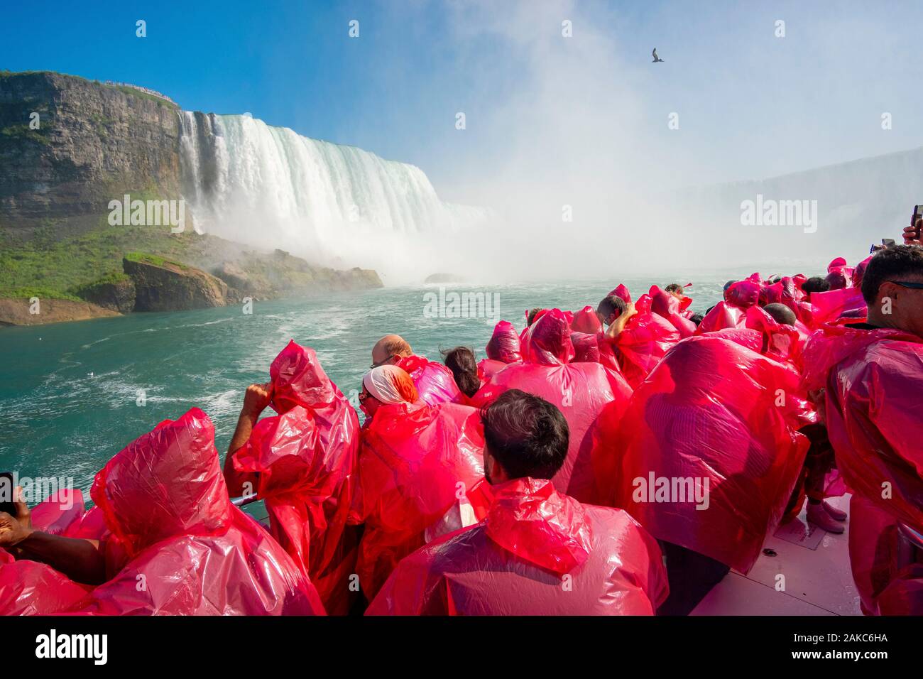 Kanada, Ontario Provinz, Niagara Falls, Hornblower kanadischen Bootsfahrt am Fuß der Amerikanischen Fälle Stockfoto