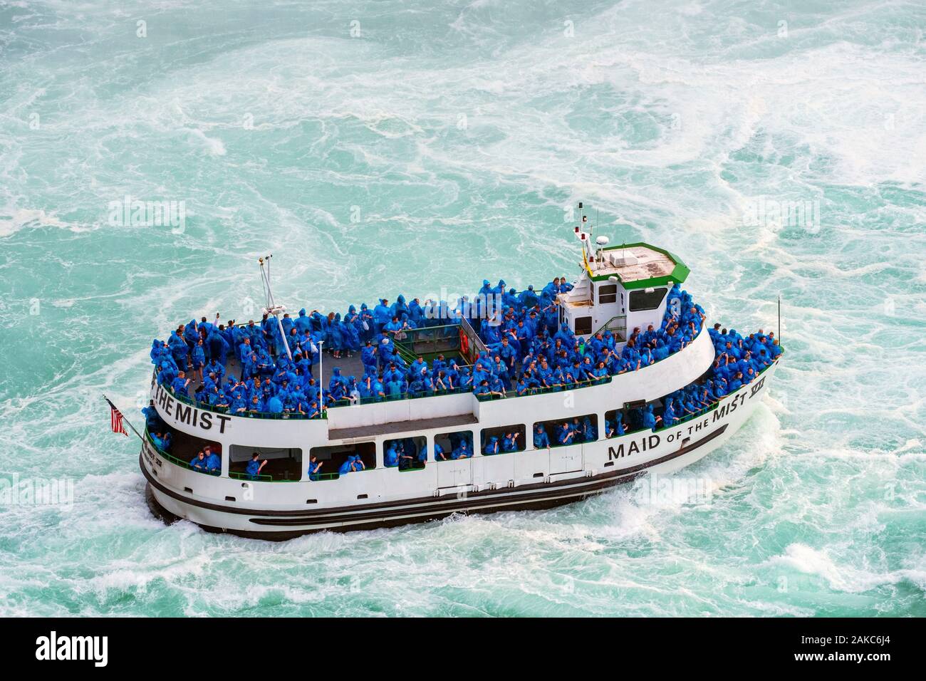 Kanada, Ontario Provinz, Niagara Falls, Horseshoe Falls, amerikanischen Tour Boot Mädchen des Nebels Stockfoto