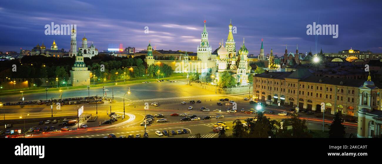 Hohe Betrachtungswinkel und der Stadtplatz, Roter Platz, Moskau, Russland Stockfoto