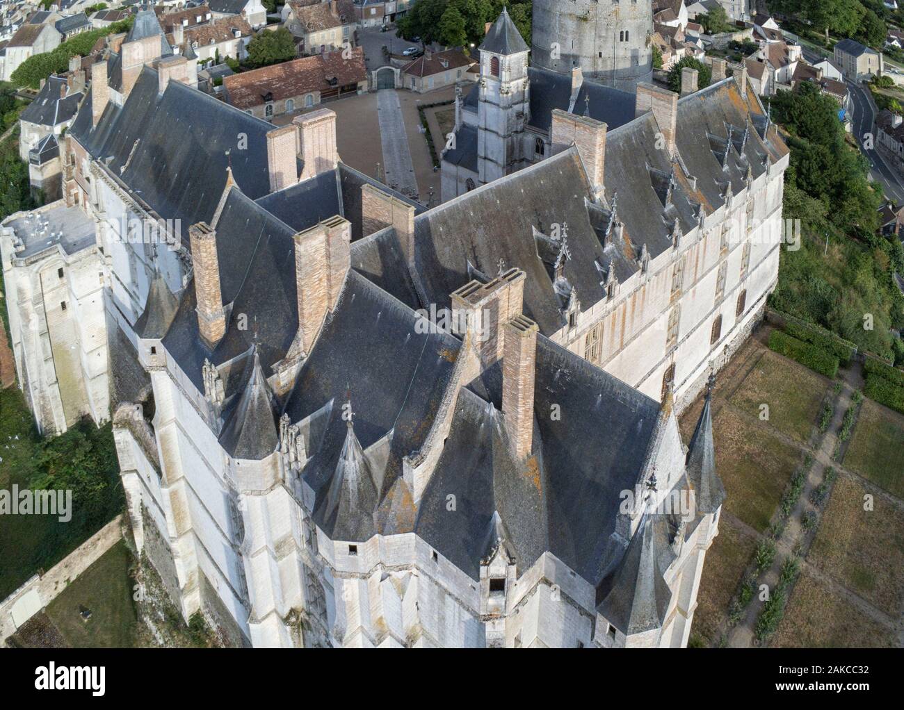 Frankreich, Eure-et-Loir (28), Château de Châteaudun (Luftbild) Stockfoto