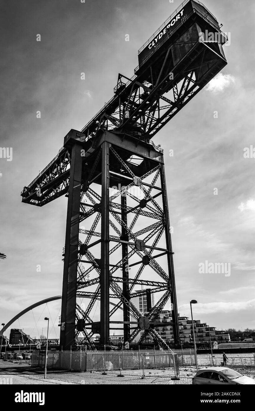 Finnieston Crane in Glasgow: Schwarz-Weiß Stockfoto