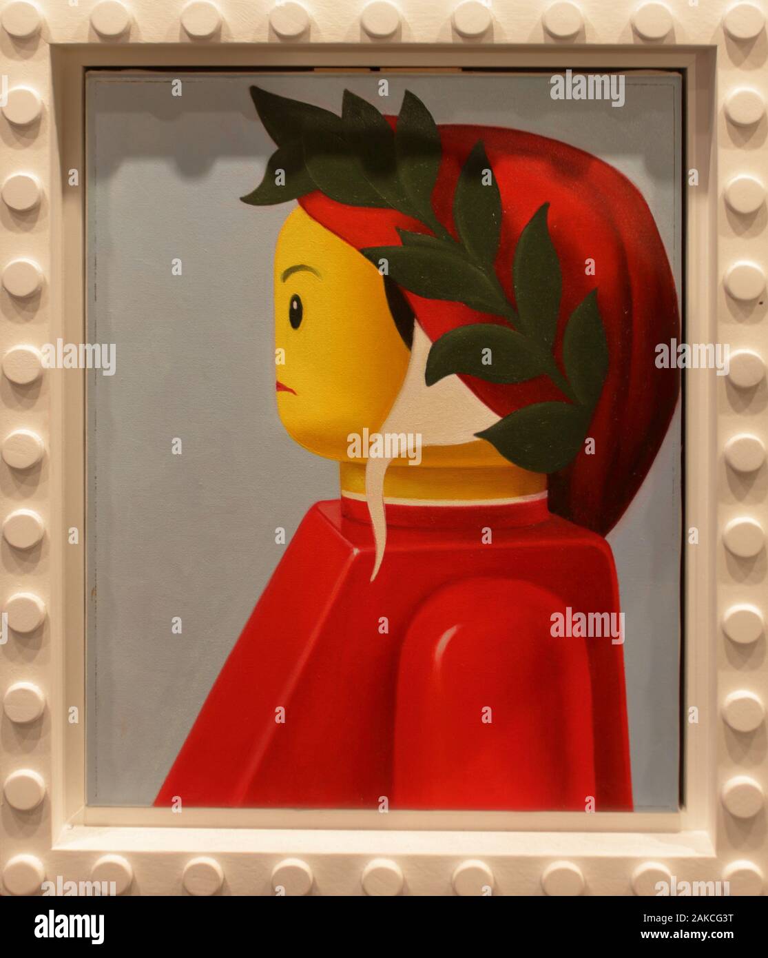 Lustige lego Rahmen mit berühmten Farben Parodie über Legoland Stockfoto