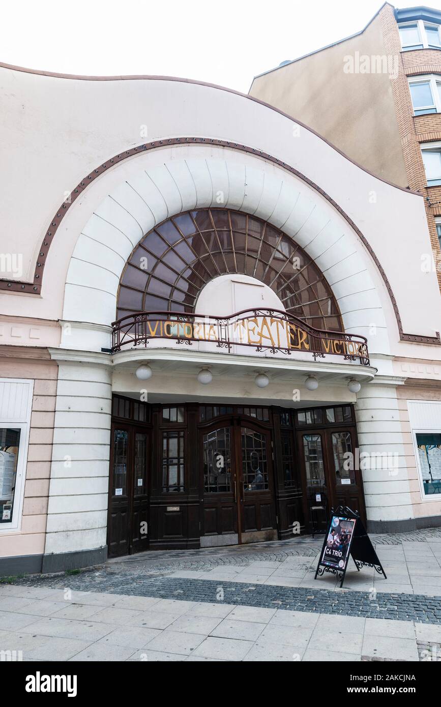 Malmö, Schweden - 29 August 2019: Fassade des Victoria Theatre (Victoriateatern) in Malmö, Schweden Stockfoto